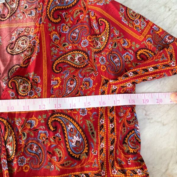 Madewell Crossover cotton blend Peplum Top In Fiesta Red Bandana Size S - Picture 6 of 7